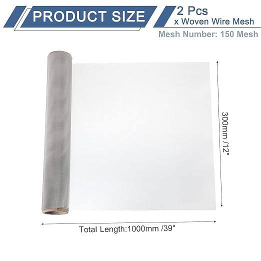 uxcell 2Pcs 150 Mesh 39" x 12" Woven Wire Mesh, 304 Stainless Steel Air Vent - Image 2
