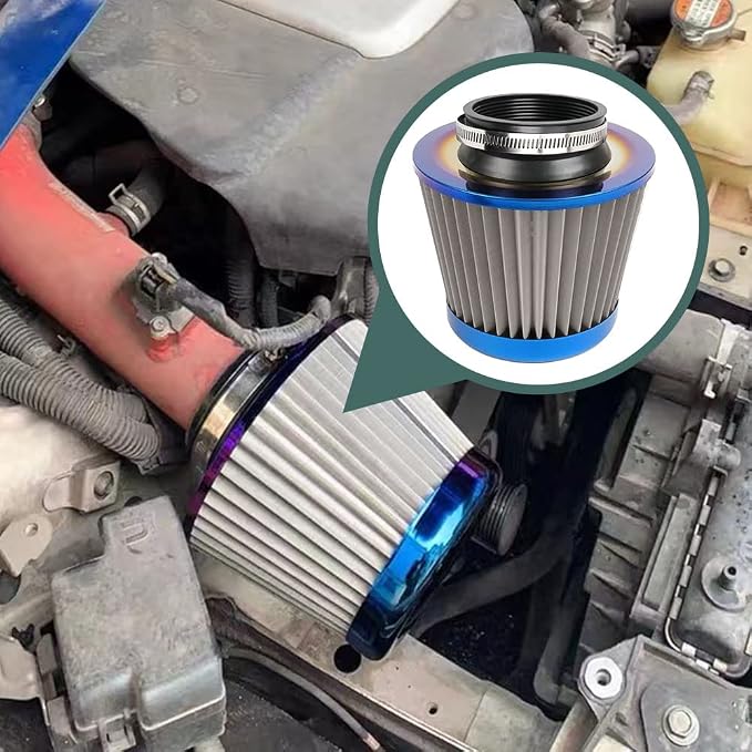 Cold Air Intake Filter, High Performance, Washable Filter, Clamp-On Replacement - Image 7
