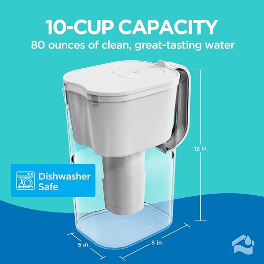 HOMEWATER 10-Cup Pitcher Filter – BPA-Free, High-Capacity 2.4L Pitcher - Image 5