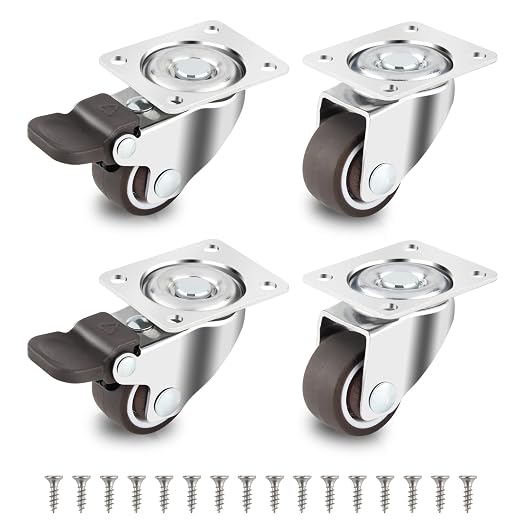 HOWDIA 1" Caster Wheels Low Profile Casters Set of 4 Heavy Duty, 360 Degree by HOWDIA