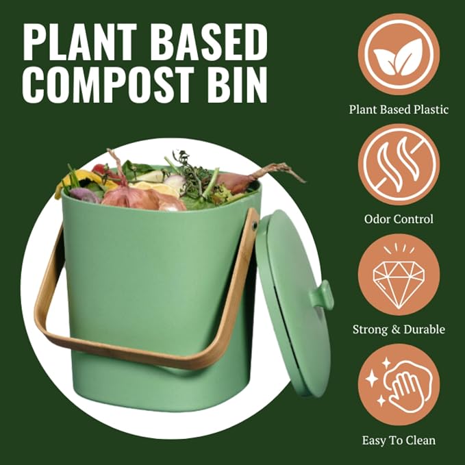 Bamboozle Countertop Compost Bin Kitchen | 1 Gallon | Odorless Composting Bin - Image 5