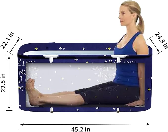 ptlsy Ice Bath Tub for Adults, Large Portable Bathtub for Adult, Folding Japanese Soaking Bath Tub Fit for Cold Warm Spa Indoor & Outdoor (Blue Large)