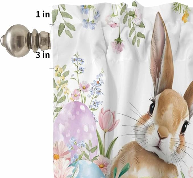 Kitchen Curtains Tiers and Valance Set of 3, Easter Light Filtering Window - Image 5