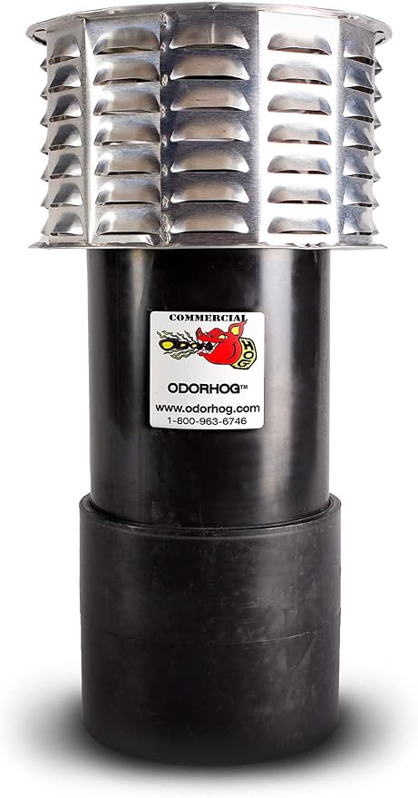 OdorHog Metal Cap Slip On Vent Stack Pipe Filter 6" Black ABS, Removes Outdoor by OdorHog-StoptheStink