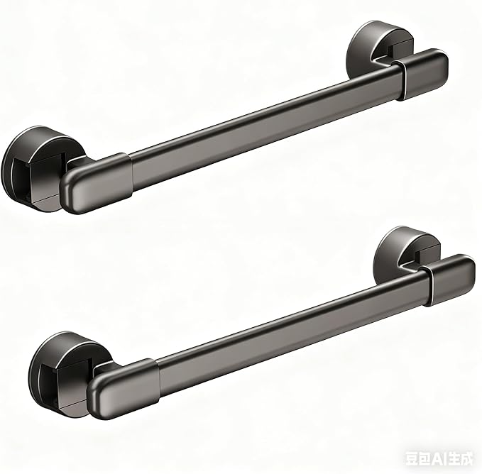 Suction Cup Grab bar for Shower，Suction Grab Bars for Showers，Bathroom Shower Grab Bar, Suction Cup Mount, Removable Shower Grab Bar, Gray, 2PCS