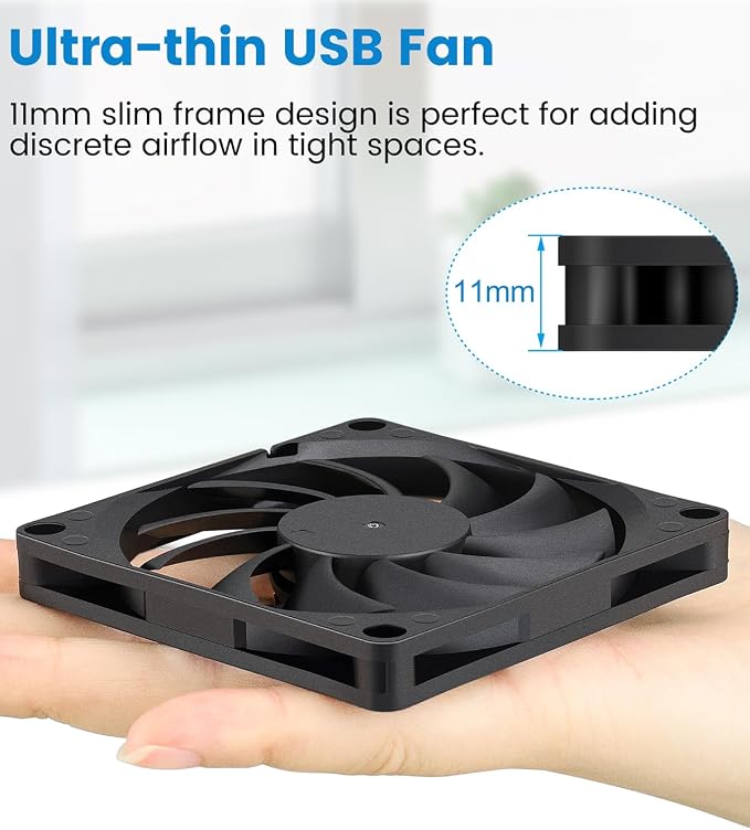 GDSTIME Dual 80mm x 10mm USB Fan - Image 6