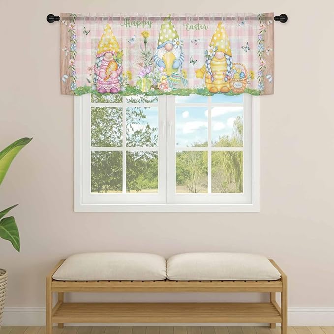 Happy Easter Sheer Valances for Windows 42"x12", Light Filtering Kitchen - Image 4