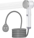 Portable Shower for Camping, Rechargeable Outdoor Shower Pump with Steady Stream, Battery Powered Handheld Shower, Pumps Water from Bucket with 1~2 hours runtime, Travel & Backpacking Essentials