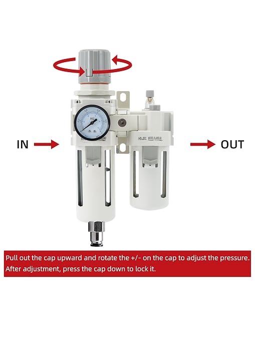1/2" PT Compressed Air Filter Regulator Lubricator Combo Water/Oil Trap - Image 4
