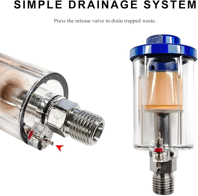 2 PCS Water Oil Separator Filter, 1/4" NPT Inlet and Outlet Airbrush Filter Air - Image 4