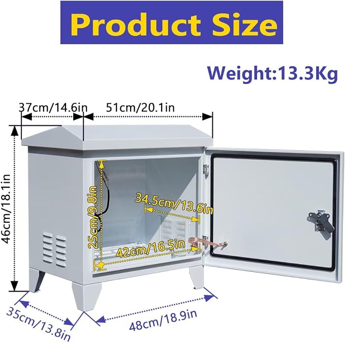 Pond Aerator Weatherproof Outdoor Cabinet, Air Pump 20”W×14.6”D×18”H - Image 2