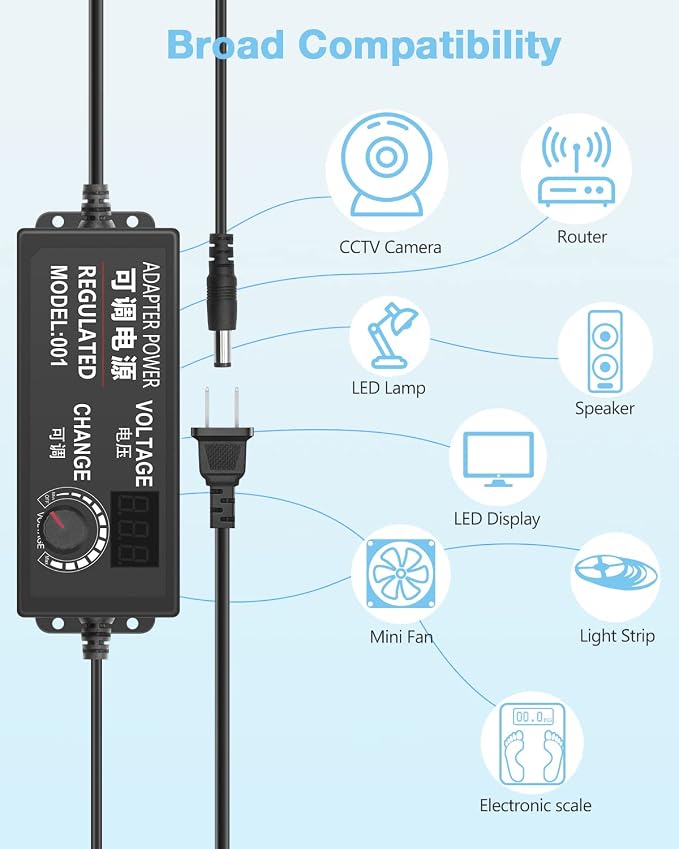 Aclorol Universal AC Adapter 3V-24V 3A 72W Adjustable Power Supply DC 3V 5V 6V - Image 2