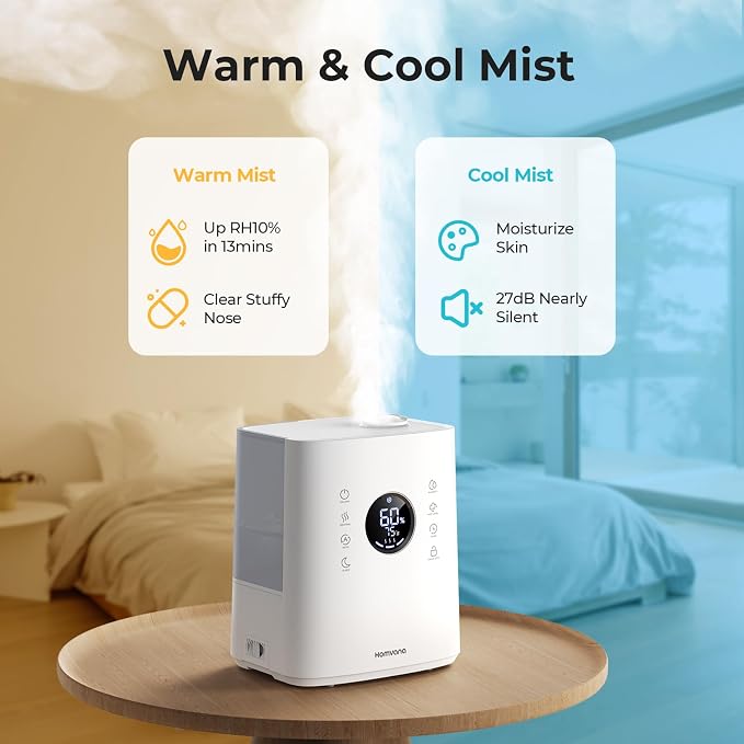 Homvana Humidifiers for Bedroom Large Room, 6.5L Top-Fill Warm & Cool 360° - Image 3