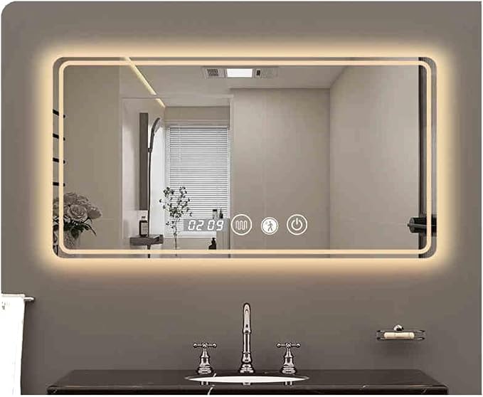 Smart Lighted Bathroom Mirror for Wall，Illuminated LED Bathroom Mirror，Lighted by ZXCASDF