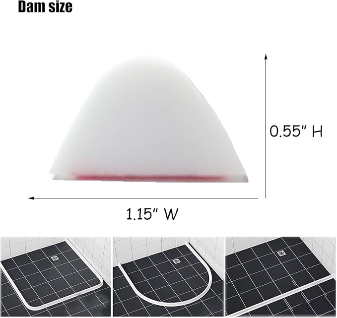 1/2" High Collapsible Shower Threshold Water Dam Barrier 67" Shower Water Stopper Barrier Shower Splash Guard For Walk In Shower Water Guard Suitable For Bathrooms Kitchens To Block Water Flow White