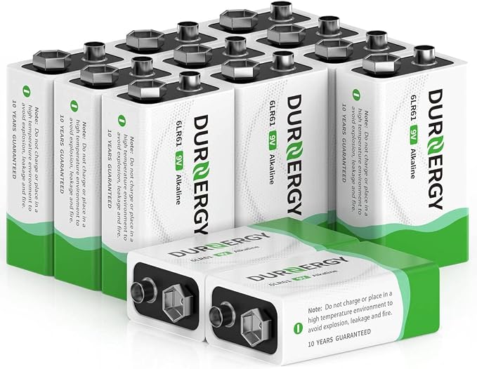 DURNERGY 9V Batteries 12 Pack, 10-Year Shelf Life, 9v Battery by DURNERGY