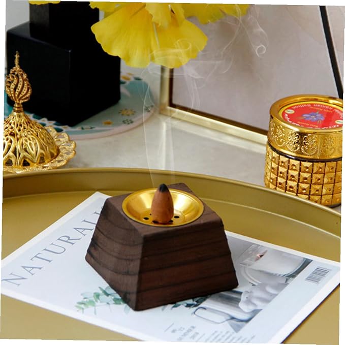 DOITOOL Retro Wooden Incense Holder Desktop Tray Black Wood Incense Burner - Image 4