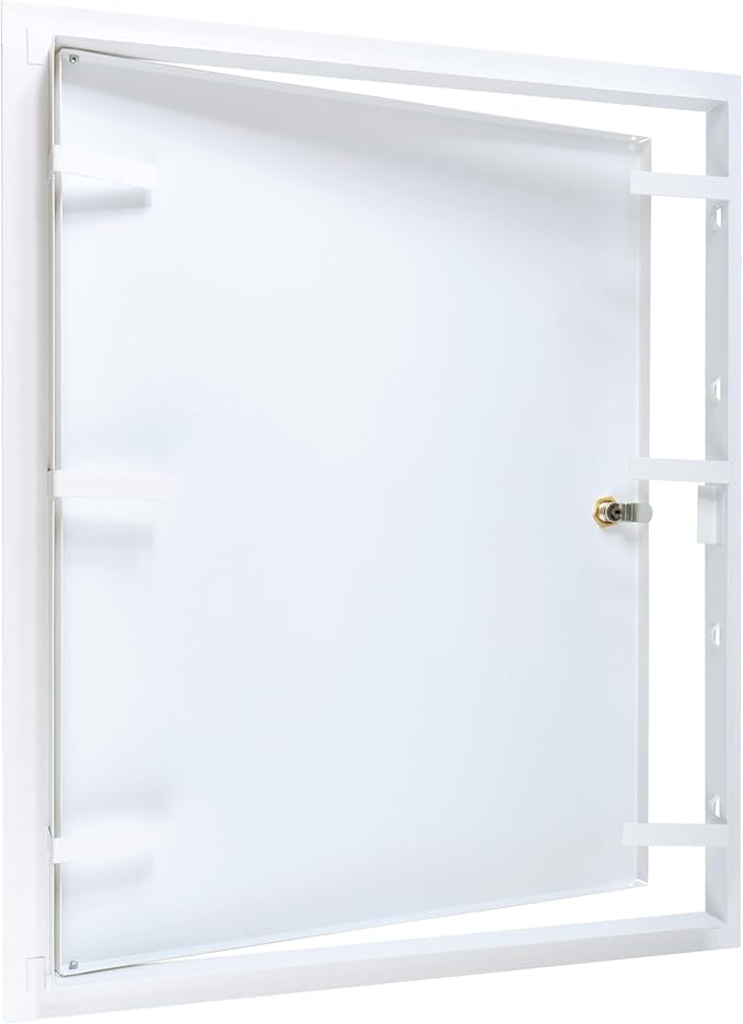 16" x 20" Lockable White Metal Access Panel. Service Shaft Door Panel with Key. Plumbing, Electricity, Heating, Alarm Wall Access Panel for Drywall. Bathroom Services Access Hole Cover.