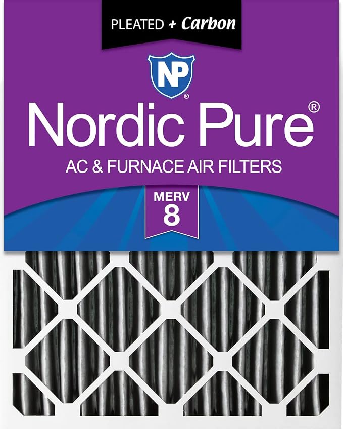 Nordic Pure 16x24x4 Pleated Plus Carbon Air Filters MERV 8 1 Pack by NordicPure