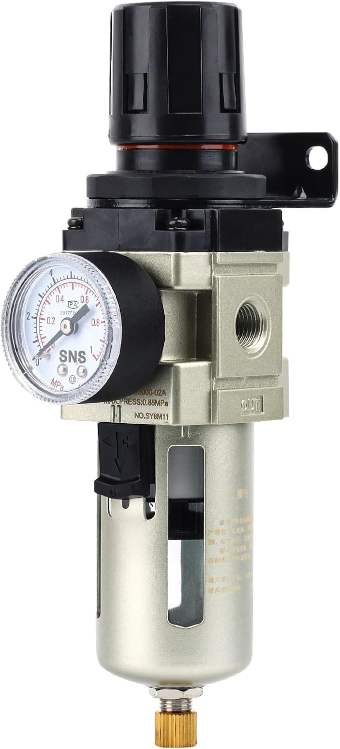 SNS 1/4''NPT Compressed Air Compressor Pressure Filter Regulator Piggyback Combo by SNS