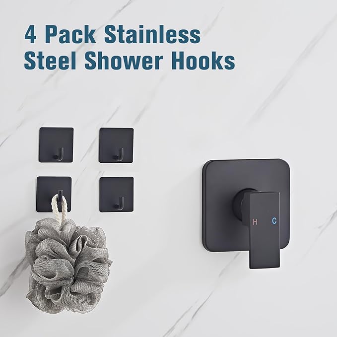 Shower Faucet Set Matte Black Complete Shower System with 8 Inches Rain Shower Head Bathroom Rain Shower Faucet Set Rainfall Shower System with Shower Valve