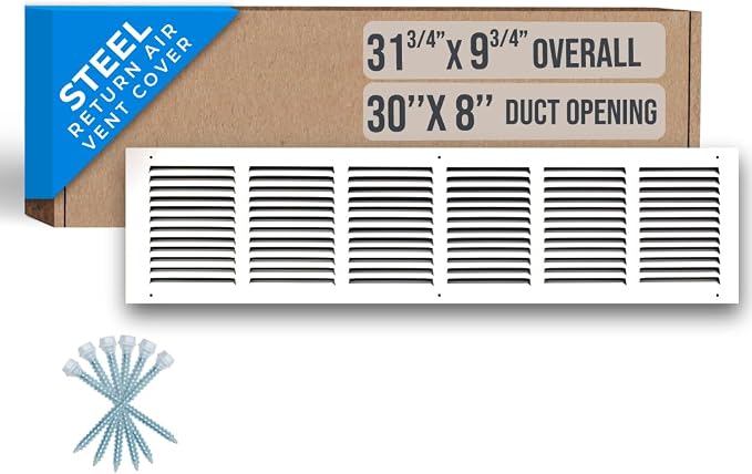 Fits 30x8 Duct Opening | Steel Return Air Grille by Handua | Vent Cover Grill by Handua