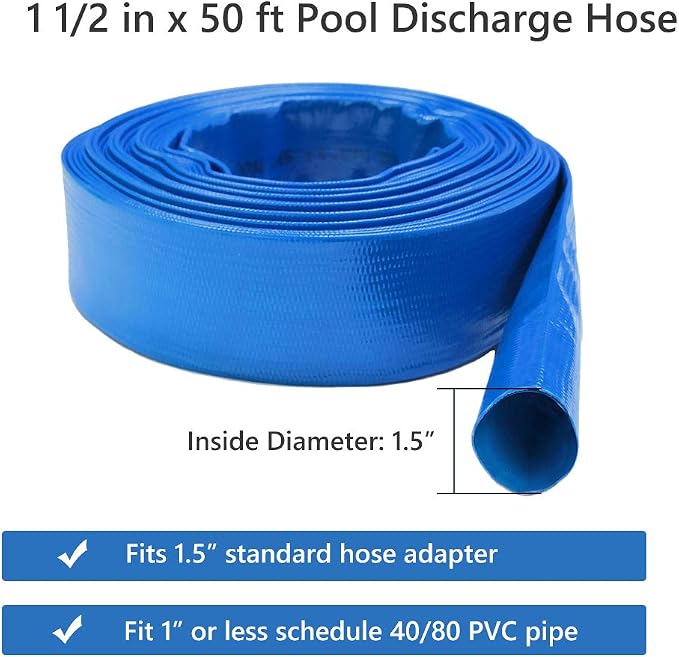 Eastrans 1 1/2 IN x 50 FT Pool Backwash Hose, Heavy Duty Flat Discharge Hose - Image 4