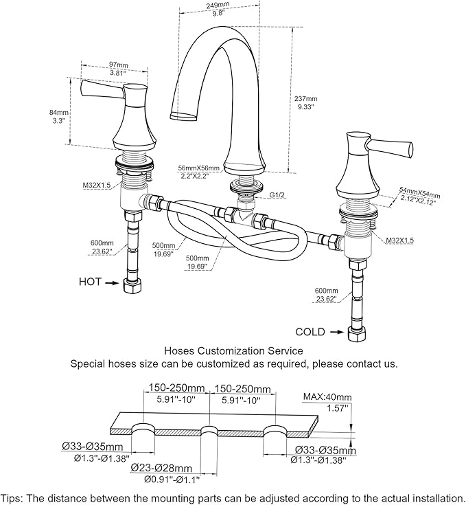 Roman Tub Faucet Deck Mount Tub Filler 2 Handles Polished Chrome Bathtub Faucet Brass Bathroom Faucet