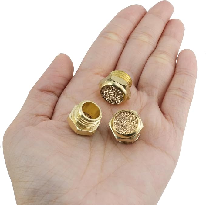 Wealrit 10 PCS Pneumatic Exhaust Mufflers, 1/4" Male Thread Hex Copper Air - Image 4