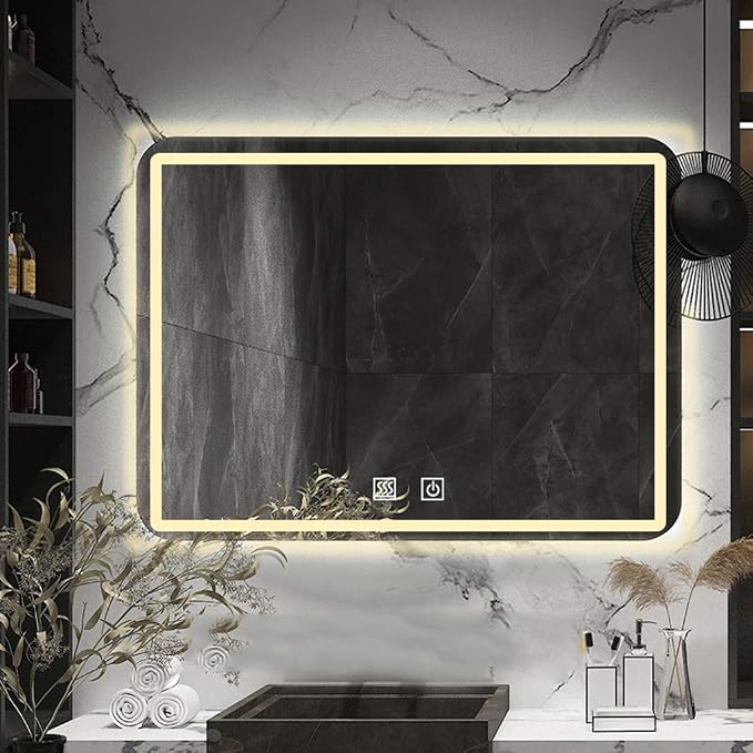 Rectangle Bathroom Mirror with Lights Touch Control Switch Demister Pad - Image 3