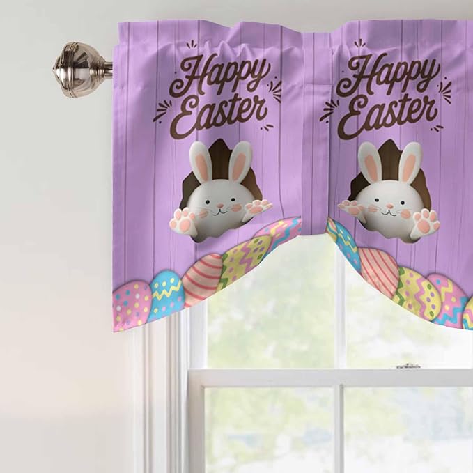 Purple Easter Tie Up Valance Curtains - Image 4