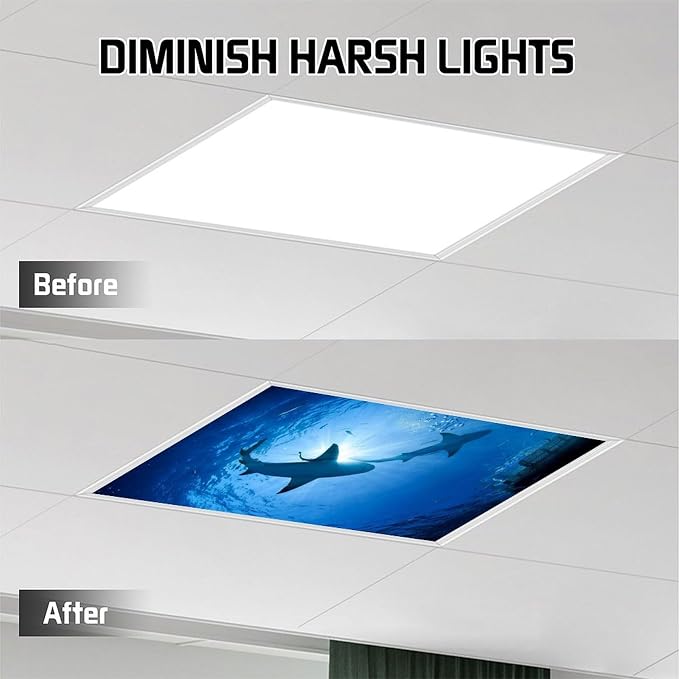 2PCS Fluorescent Light Covers for Classroom Ceiling Lights Magnetic Light Covers - Image 6