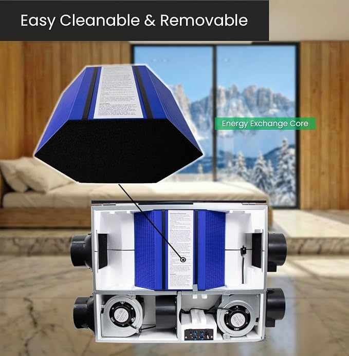 Awoco 6” Vent Energy Recovery Ventilator System Various Speeds 100 CFM - Image 6