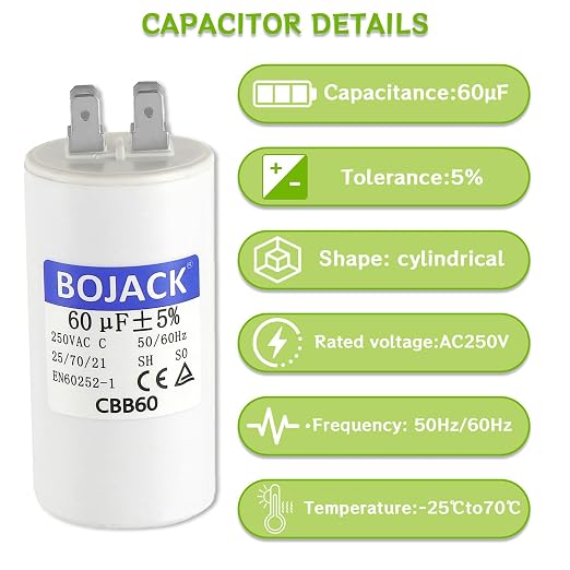 BOJACK CBB60 60uF±5% 250 Volt 50/60Hz AC Capacitor Round Run Start Capacitor - Image 3