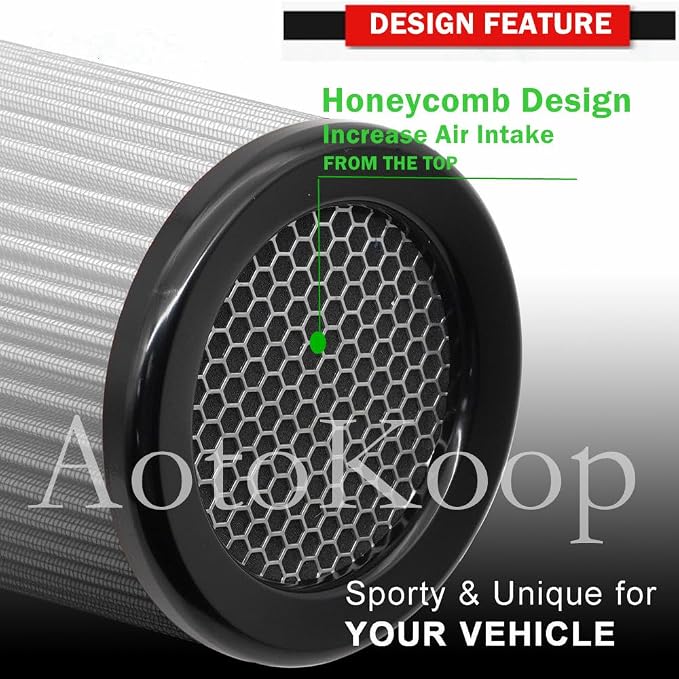 Premium Cone Air Filter, Clamp-on 3" Inlet Mesh Top High Airflow Engine - Image 3