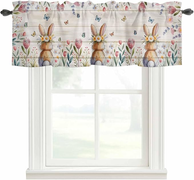 Easter Curtain Valances for Windows, Kitchen Valance Window Treatment, Spring by Unknown