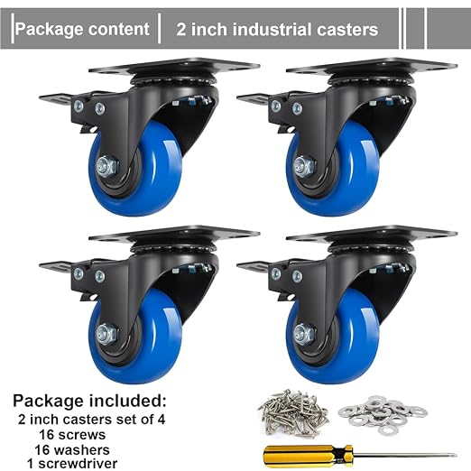 Swivel Caster Wheels 600LBS, 2 Inch Heavy Duty Casters Set of 4 - Image 3