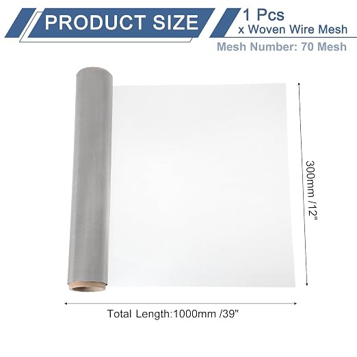 uxcell 70 Mesh 39" x 12" Woven Wire Mesh, 304 Stainless Steel Air Vent Filter - Image 2