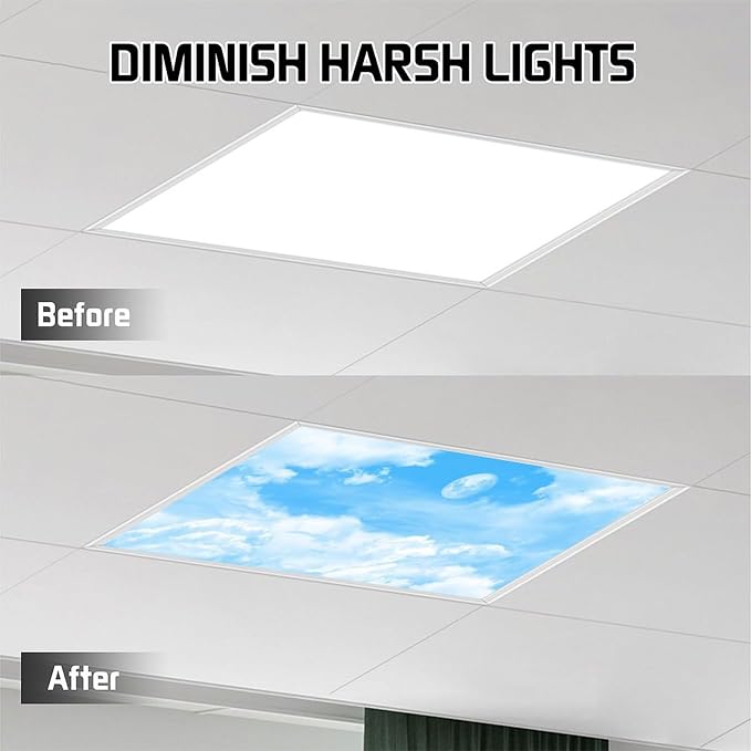 2PCS Fluorescent Light Covers for Classroom Ceiling Lights Magnetic Light Covers - Image 6