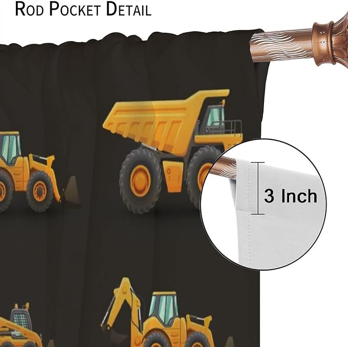 Kids Construction Window Curtains, Construction Machinery Equipment Mode of - Image 6