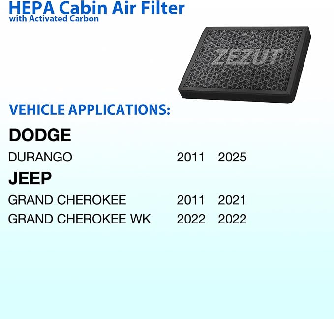 Cabin Air Filter, for 2011-2025 Dodge Durango and 2011-2021 Jeep Grand Cherokee - Image 2