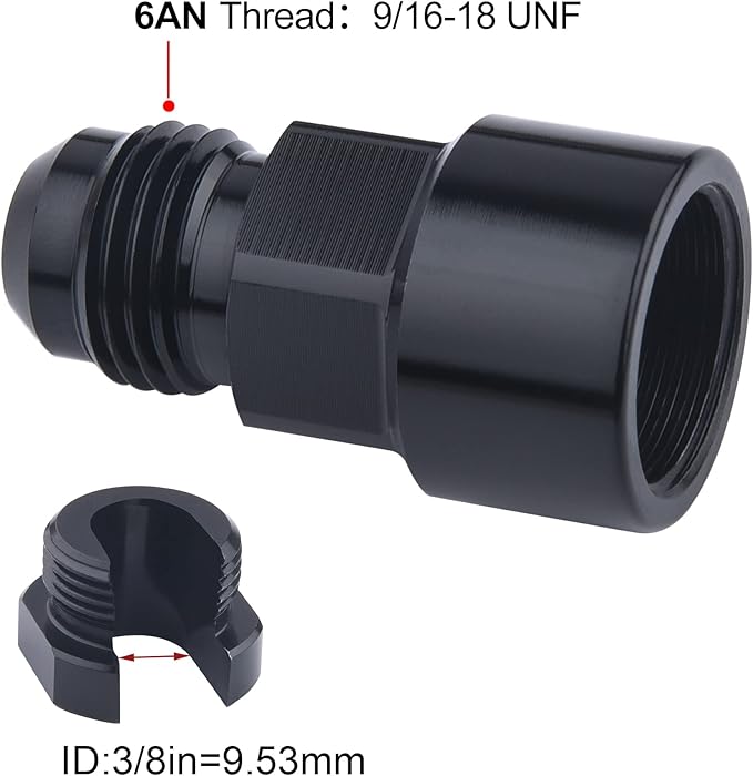 EVIL ENERGY 6AN Male to 3/8" Quick-Disconnect Female EFI Fuel Rail Fitting - Image 2