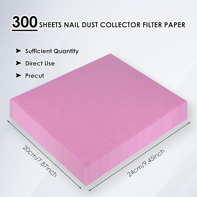 300 Sheets Nail Dust Collector Filter Paper: Disposable Dust Vacuum Filter - Image 2