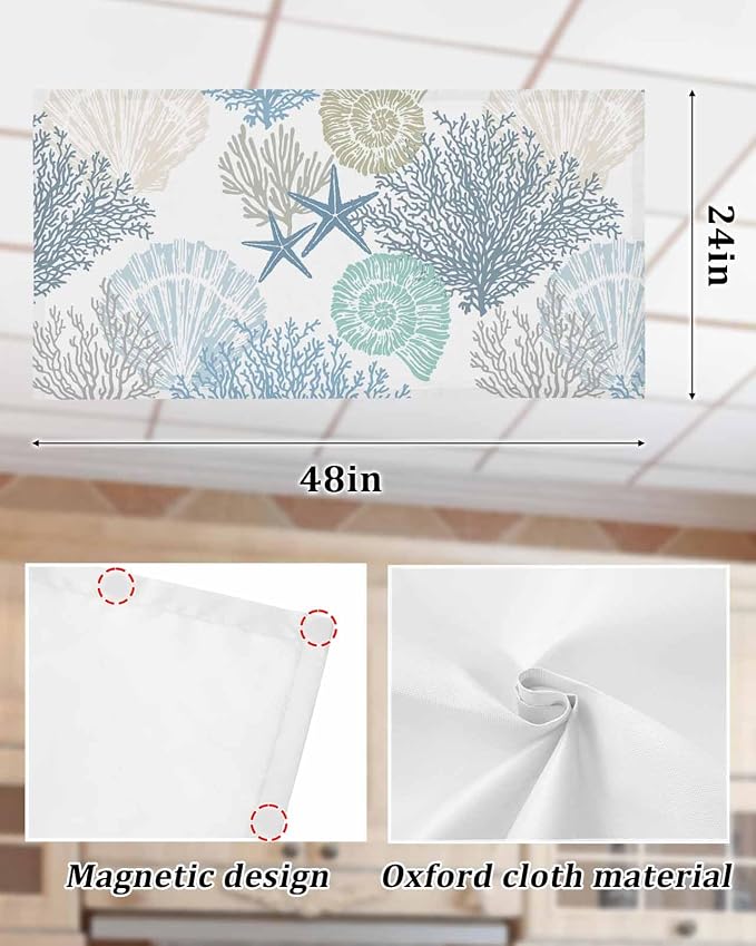 Fluorescent Light Covers for Ceiling Lights Nautical Coastal Ocean Coral - Image 7