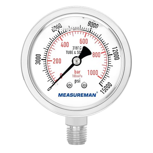 MEASUREMAN Fully Stainless Steel Hydraulic Glycerin Filled Pressure Gauge by MEASUREMAN