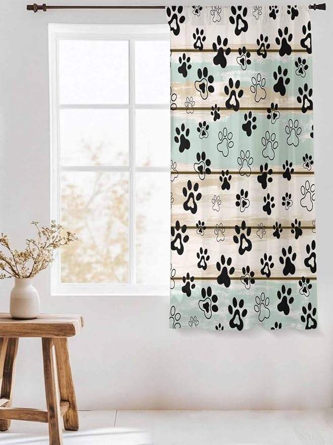 Sheer Curtains 72 Inches Long, Sage Green Beige Farmhouse Semi Sheer Curtains - Image 3