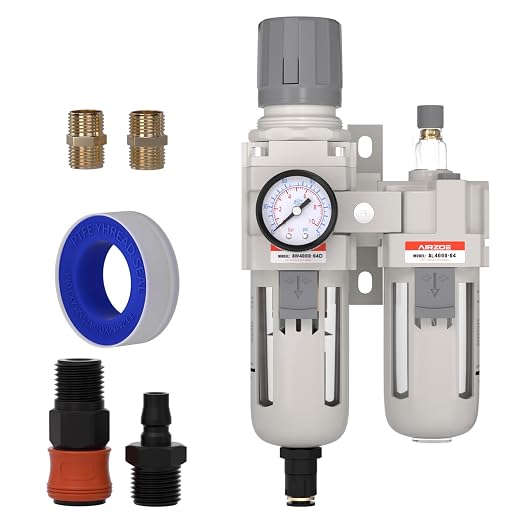 1/2" NPT Compressed Air Filter Regulator Lubricator Combo, Air Compressor Water by AIRZOE