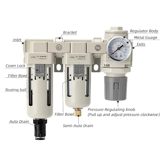Air Pressure Regulator, Air Moisture Filter 3/4 NPT, Air Compressor Water - Image 2