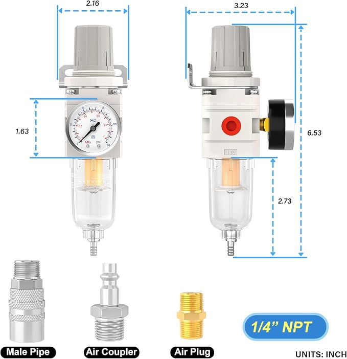 1/4" NPT Air Drying System, 5 Micron Air Line Filter - Image 2