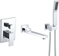 DASAN Swiveling Wall Mount Tub Filler Faucet Set with Hand Held Shower, Chrome Modern Creative Bathtub Faucet Wall Mounted Bath Tub Faucet with High Flow Rough in Valve, SA-TF05WH-PC